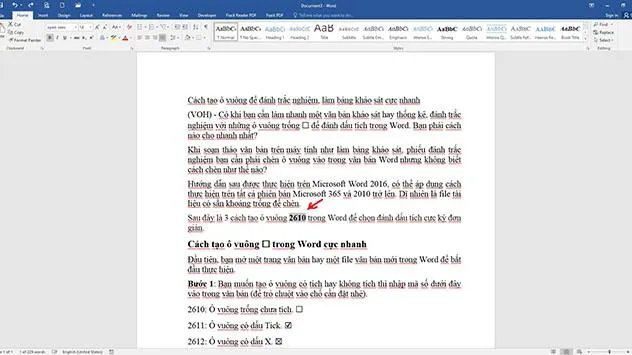 Cách tạo ô vuông để đánh trắc nghiệm, làm bảng khảo sát cực nhanh