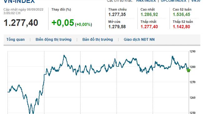 Thị trường chứng khoán 6/9/2022: VN-Index xanh trên tham chiếu