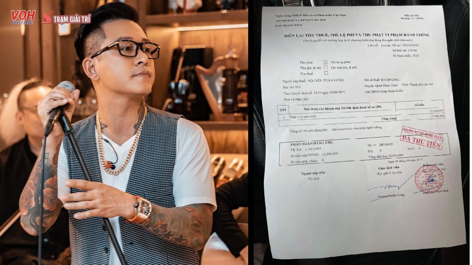 Ca sĩ Tuấn Hưng nộp phạt sau liveshow Góc Ban Công tại nhà riêng