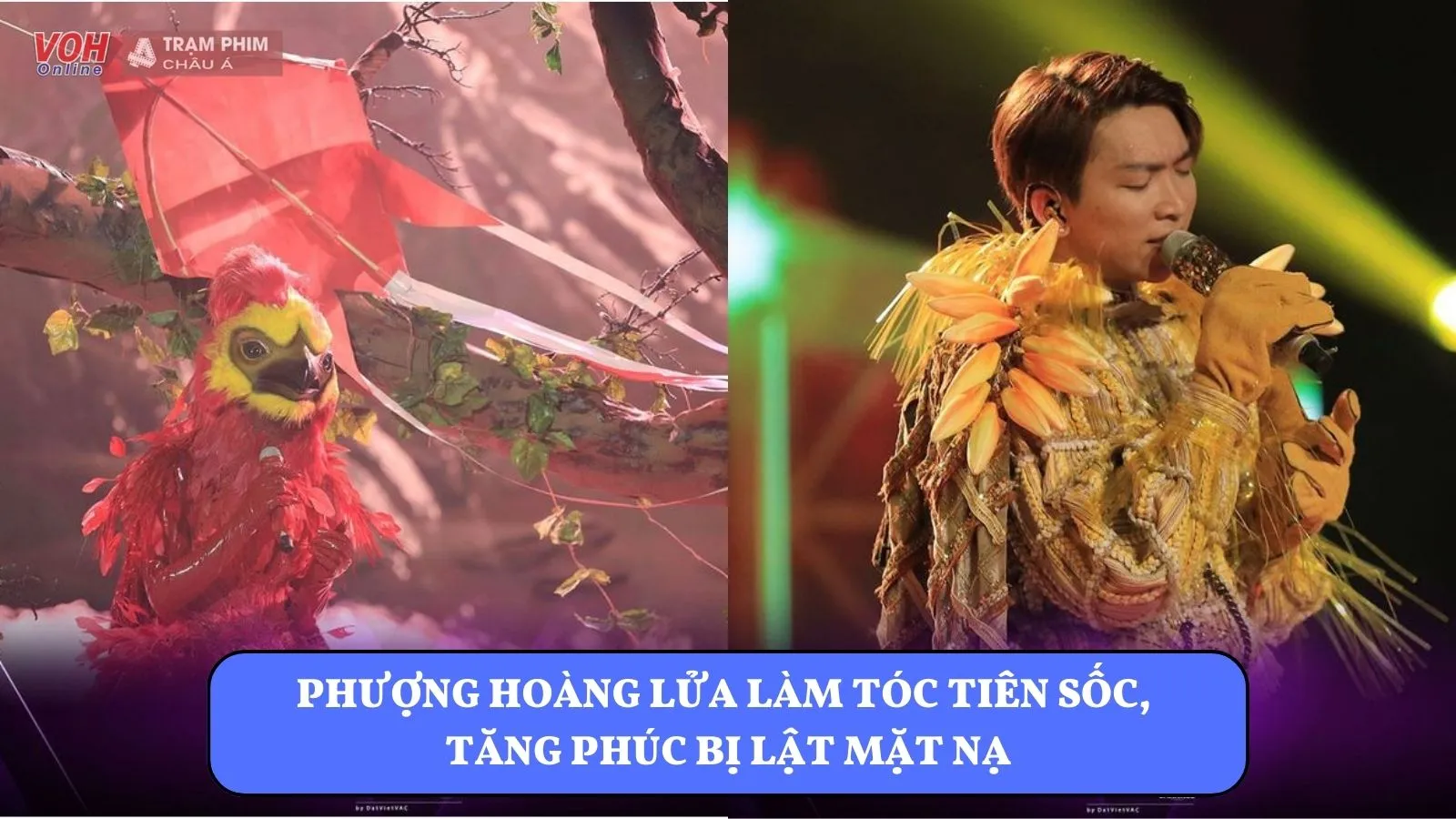 The Masked Singer Vietnam tập 11: Phượng Hoàng Lửa khiến Tóc Tiên ngỡ ngàng, Tăng Phúc lộ diện