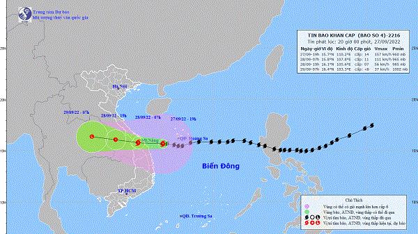 Bão Noru mới nhất: Sáng mai tâm bão trên khu vực đất liền Thừa Thiên Huế-Quảng Ngãi