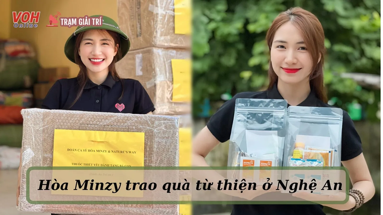 Hòa Minzy bỏ tiền túi đến miền Trung làm từ thiện, diện trang phục giản dị khiến ai nhìn cũng thương