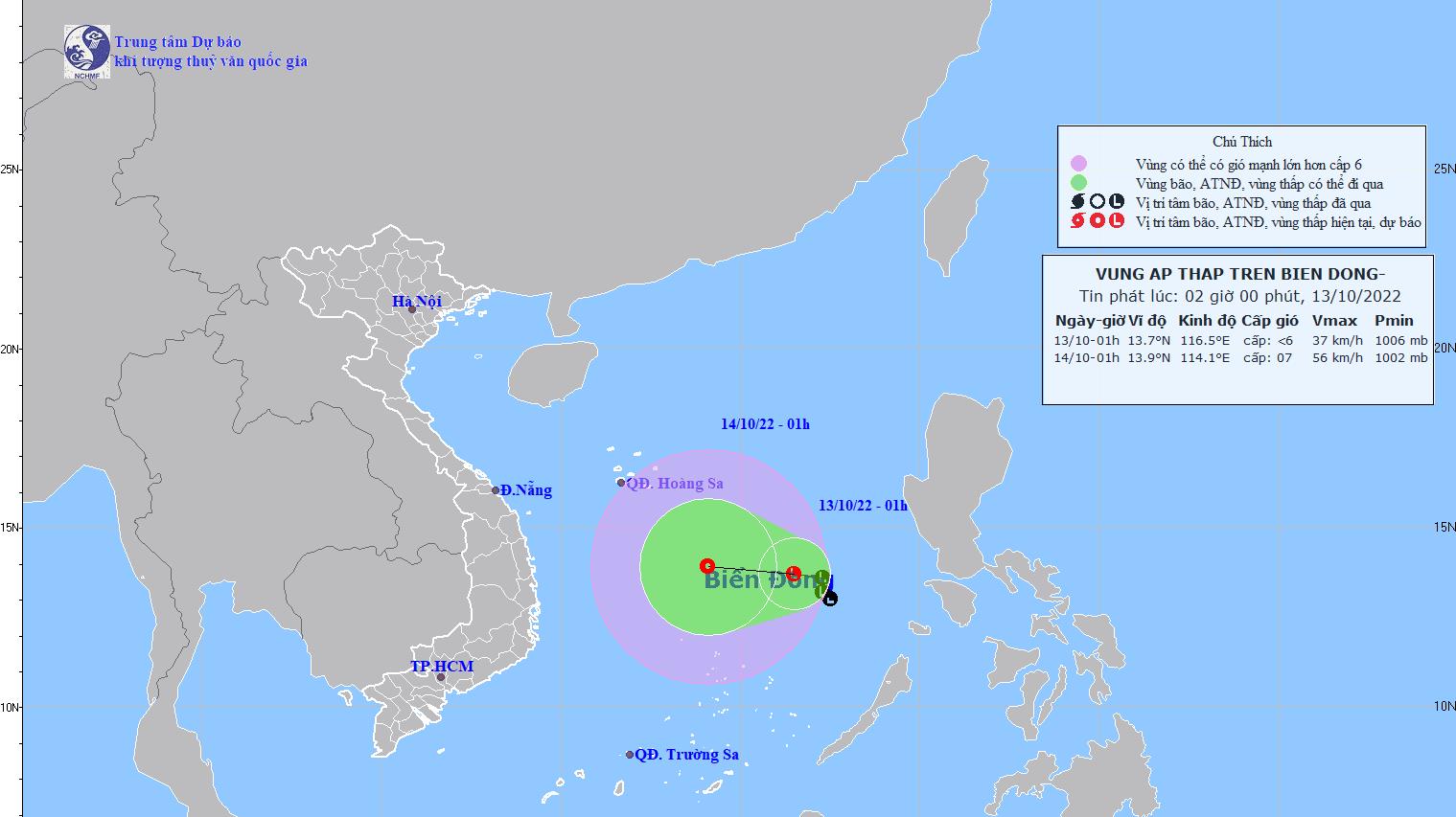 Dự báo thời tiết hôm nay 13/10: Khu vực Bắc Biển Đông gió Đông Bắc mạnh cấp 6-7