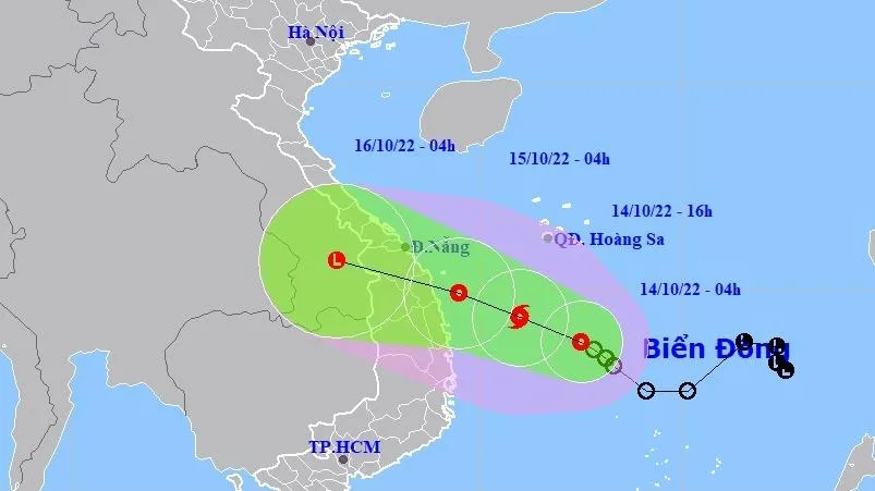 Bão số 5 cách Đà Nẵng khoảng 350km