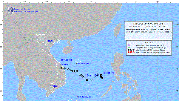 Bản tin cuối cùng về cơn bão số 5