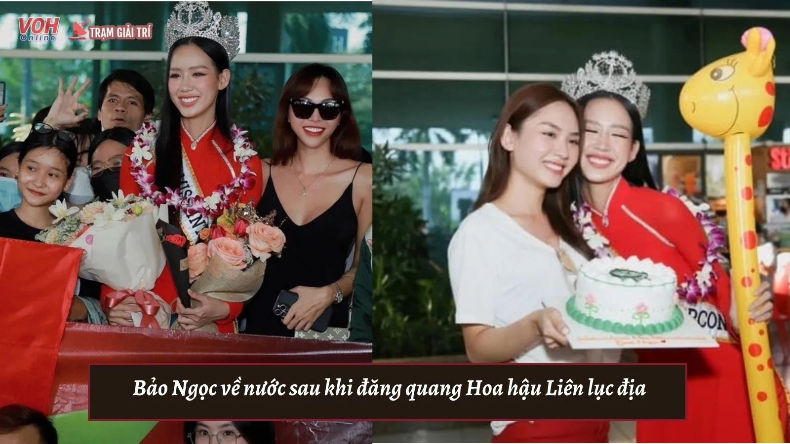 Bảo Ngọc về nước sau khi đăng quang Hoa hậu Liên lục địa, Minh Triệu ra đón học trò cưng
