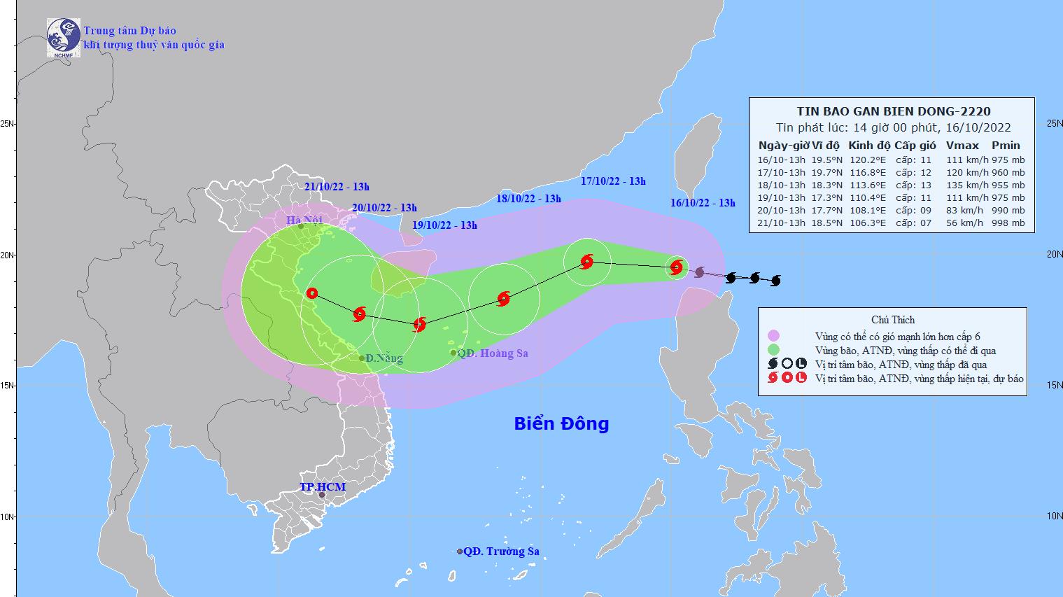 Bão Nesat mạnh cấp 11 di chuyển theo hướng Tây Tây Bắc vào biển Đông