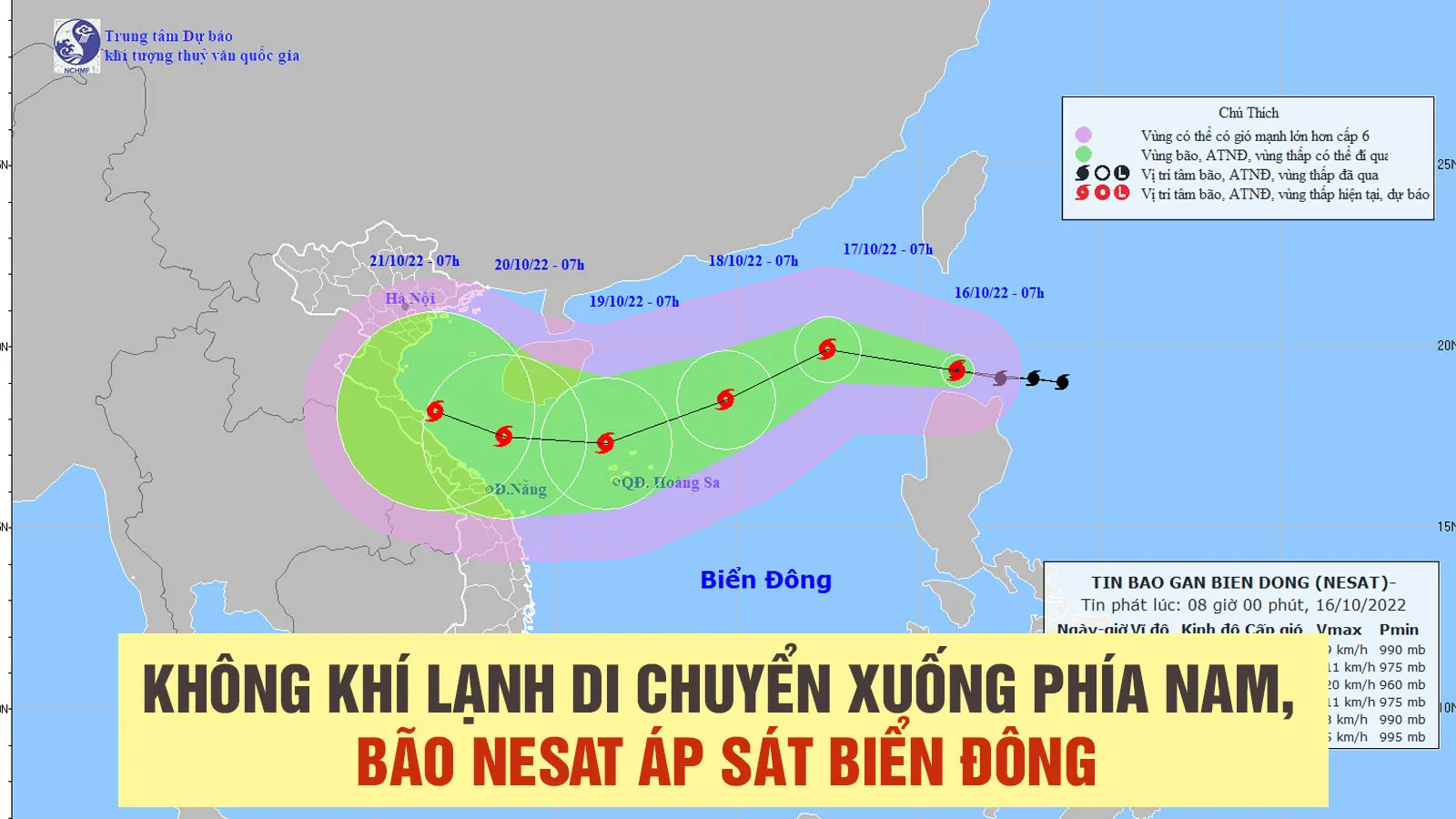 Không khí lạnh di chuyển xuống phía Nam, bão Nesat áp sát Biển Đông