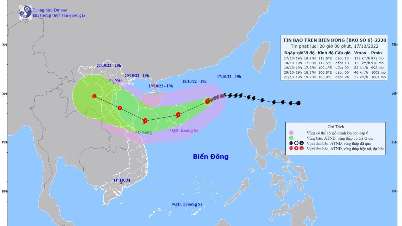 Bão số 6 – giật cấp 15 đang hướng về quần đảo Hoàng Sa