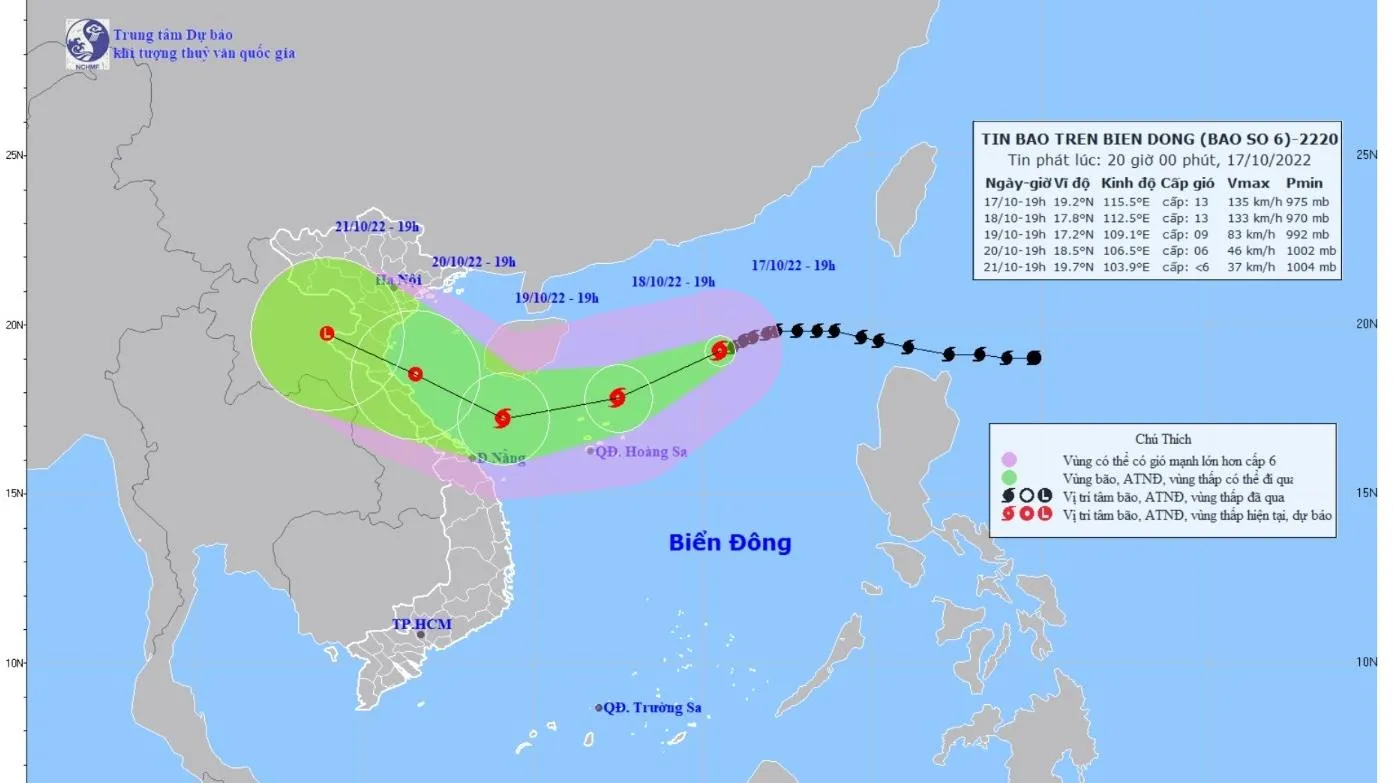 Bão số 6 – giật cấp 15 đang hướng về quần đảo Hoàng Sa