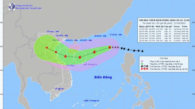 Bão số 6 giật cấp 14, còn cách Hoàng Sa khoảng 700km