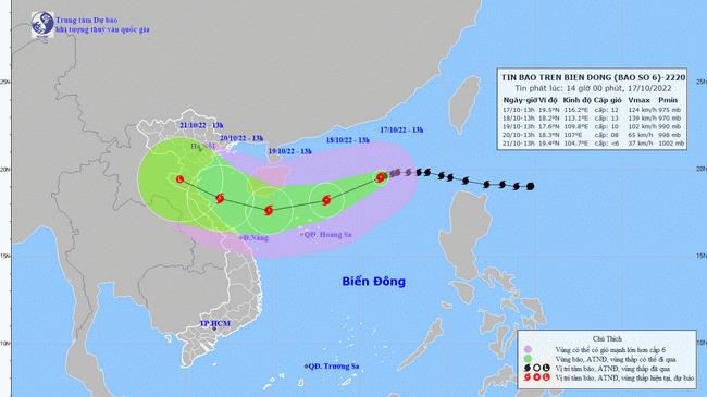 Bão số 6 di chuyển hưởng Tây Tây Nam - Biển động mạnh từ ngày mai