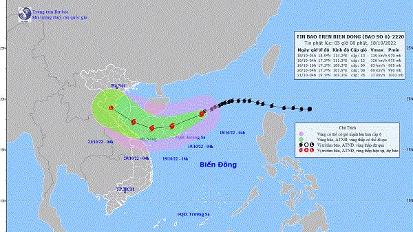 Bão số 6: mạnh cấp 12-13, giật cấp 15