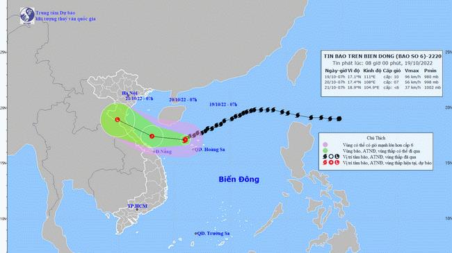 Bão số 6 tiếp tục giảm cấp, giữ hướng Tây Tây Nam vào Quảng Bình, Huế