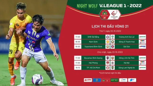 Lịch thi đấu vòng 21 V-League 2022: Tâm điểm Hải Phòng vs Hà Nội FC