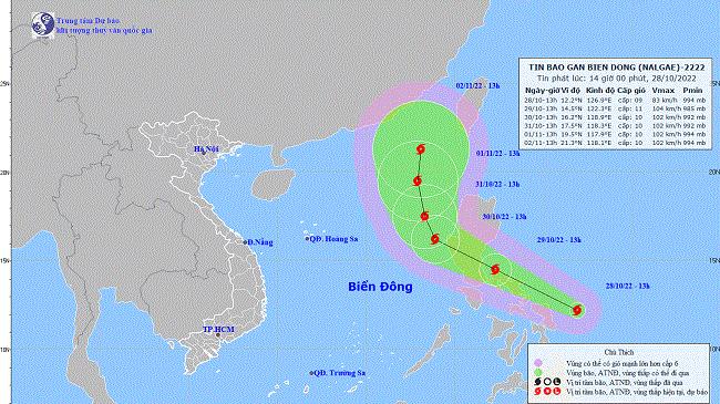 Bão số 7 (bão Nalgae) tiến gần vào Biển Đông