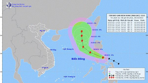 Bão Nalgae giật cấp 12, nhắm hướng Bắc di chuyển