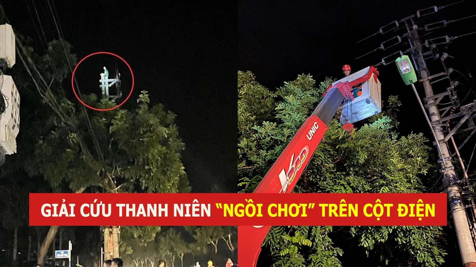 Giải cứu nam thanh niên ngồi vắt vẻo trên cột điện sau khi trốn khỏi viện tâm thần