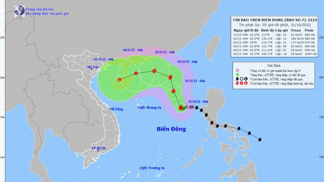 Bão số 7 đang ở cách Hoàng sa trên 500km, sẽ còn mạnh thêm