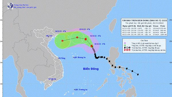 Bão số 7: Giật cấp 14, ít có khả năng ảnh hưởng trực tiếp đến đất liền