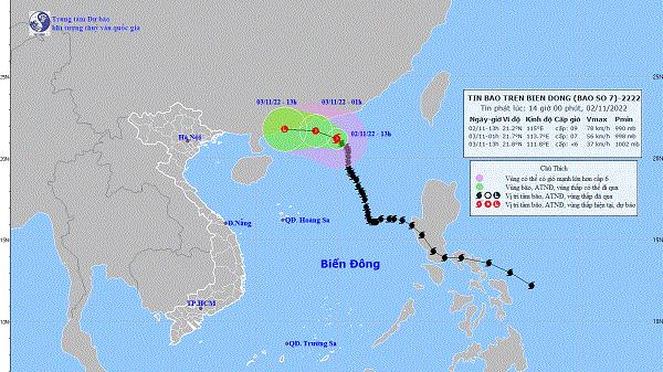 Trong 24 giờ tới bão số 7 suy yếu thành áp thấp
