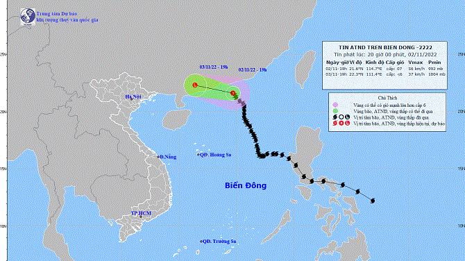 Bão số 7 suy yếu thành áp thấp nhiệt đới
