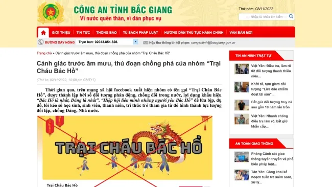 Công an cảnh báo thủ đoạn chống phá của nhóm Trại Cháu Bác Hồ