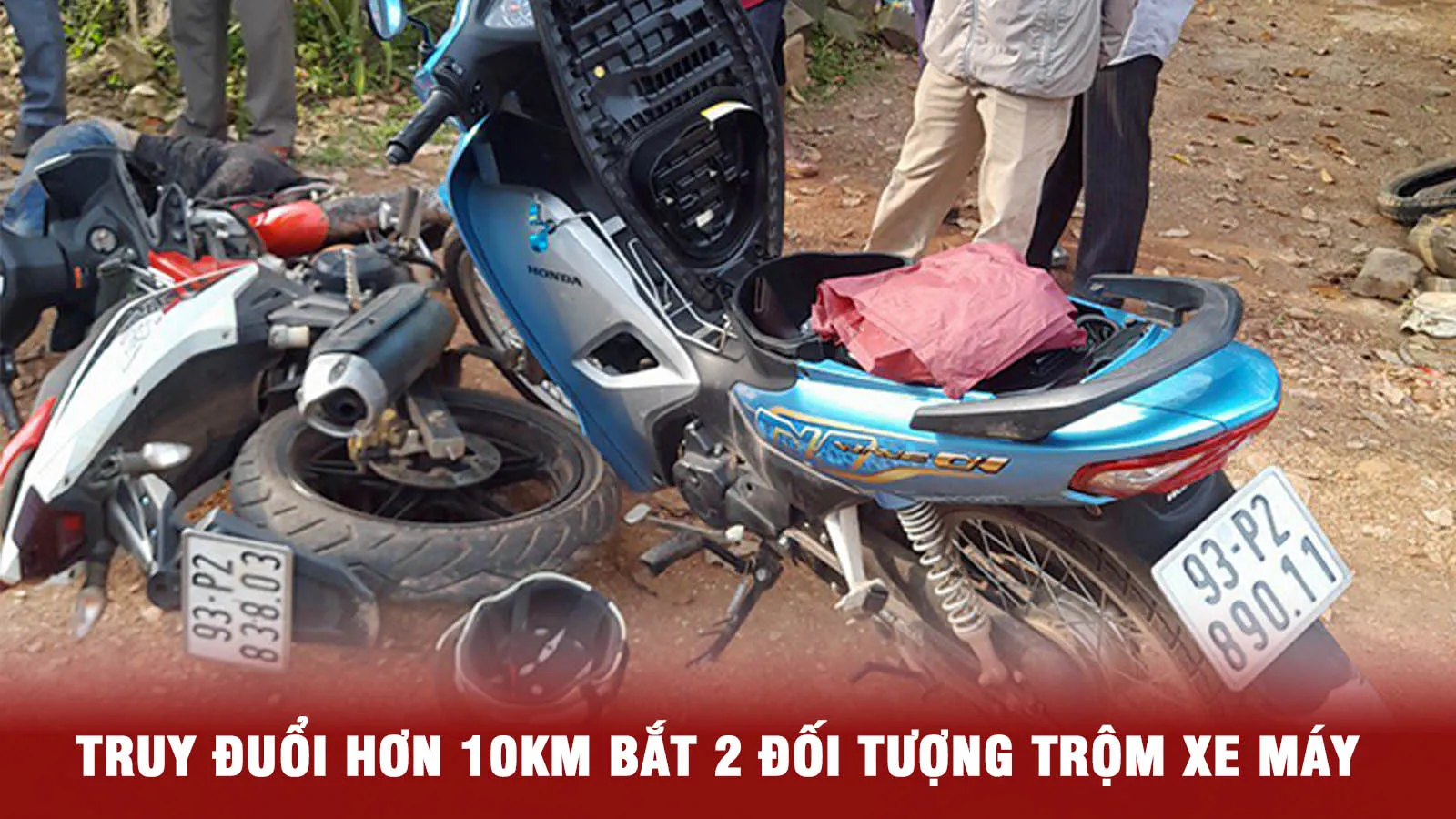 Công an truy đuổi hơn 10km vây bắt 2 đối tượng trộm nhiều xe máy