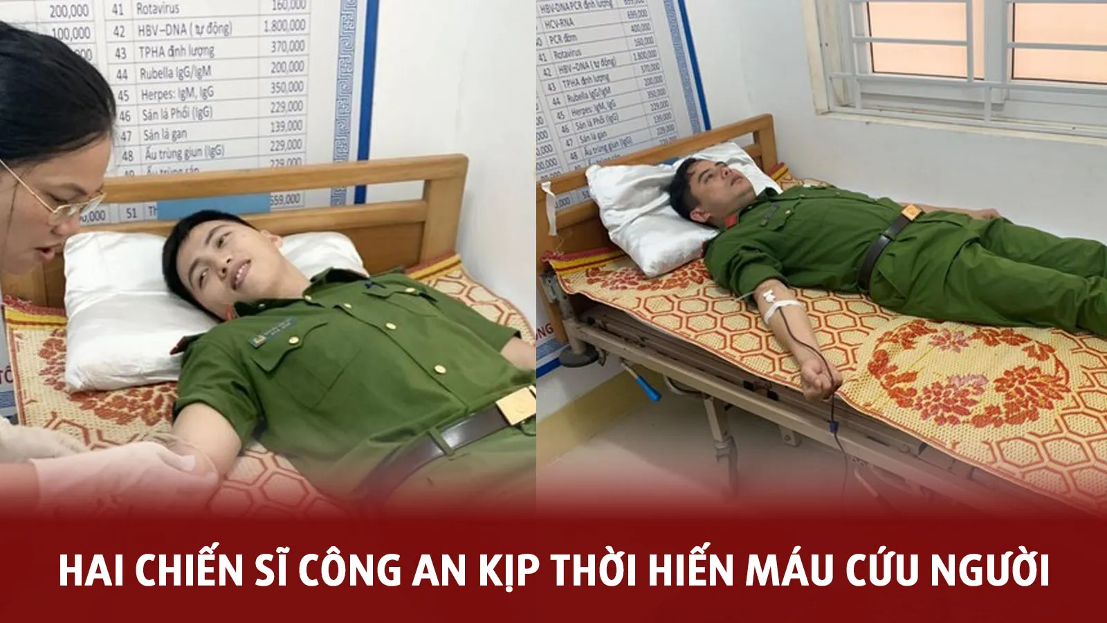 Hà Tĩnh: Hai chiến sĩ công an kịp thời hiến máu cứu người