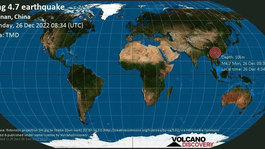 Vừa xảy ra động đất tại Vân Nam, chỉ cách huyện Bát Xát khoảng 42km