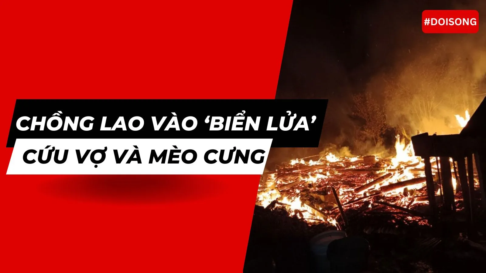 Người đàn ông bất chấp nguy hiểm, lao vào ‘biển lửa’ cứu vợ và mèo cưng