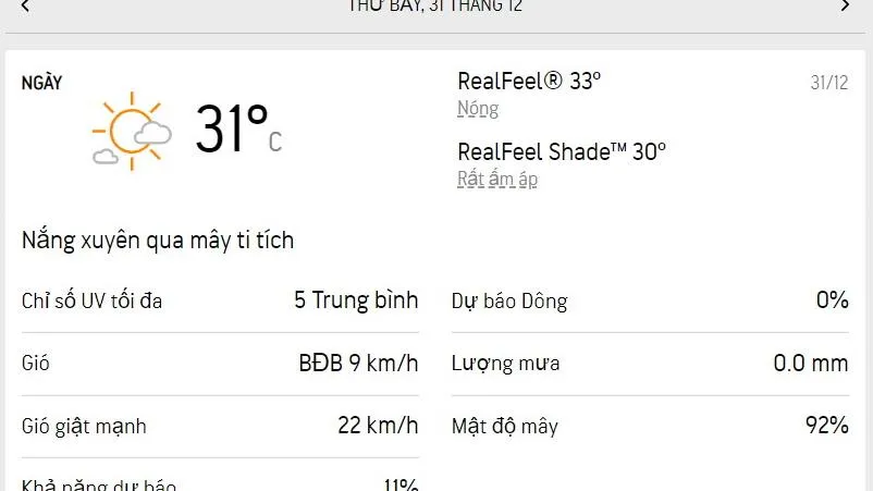 Dự báo thời tiết TPHCM hôm nay 31/12 và ngày mai 1/1/2023: sáng sớm se lạnh, ngày nắng nhẹ