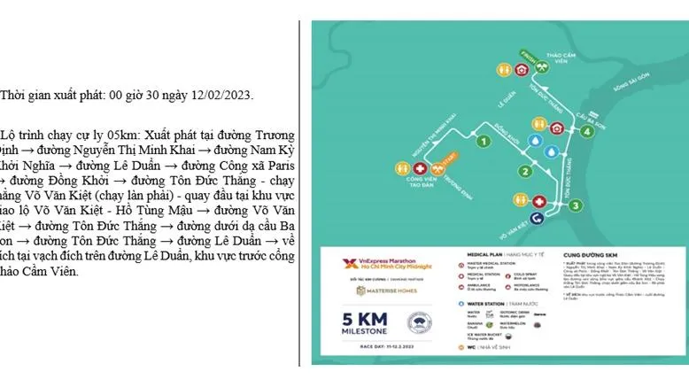 TPHCM cấm một số tuyến đường vào đêm ngày 10 và 11/2 để phục vụ Giải chạy VnExpress Marathon