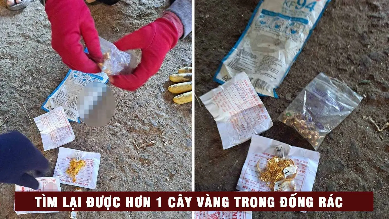 Huy động công nhân bới 20 tấn rác tìm lại hơn 1 cây vàng trả lại người dân