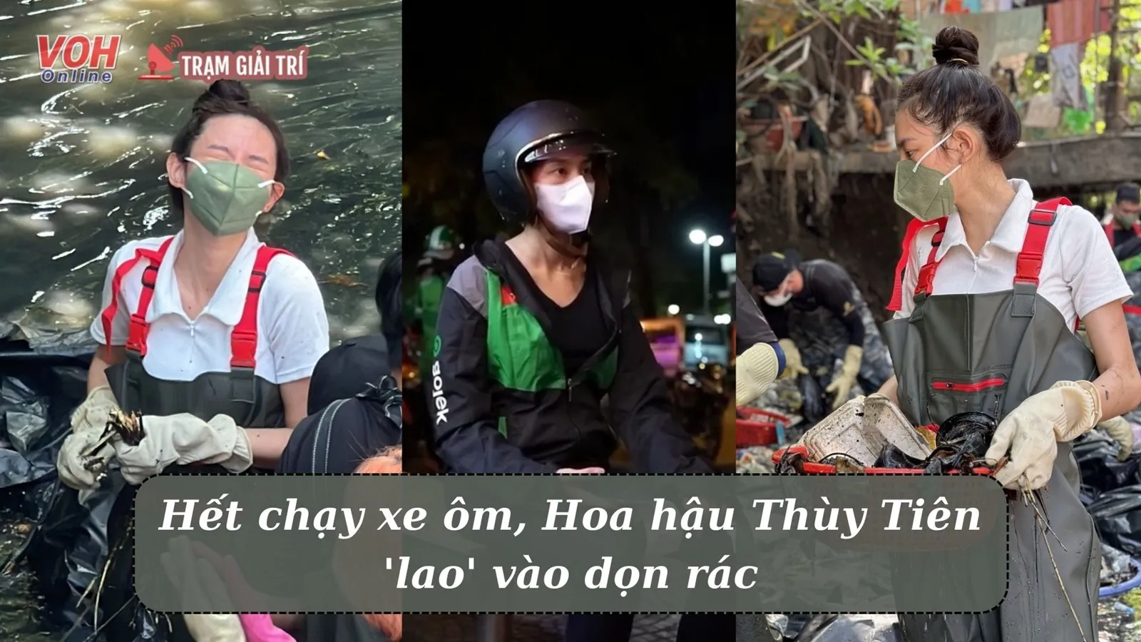 Hoa hậu Thùy Tiên bất ngờ chạy xe ôm công nghệ đến nửa đêm