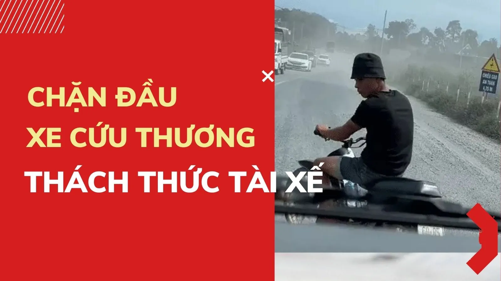 Phẫn nộ người đàn ông đánh võng trước đầu xe cứu thương, thách thức tài xế