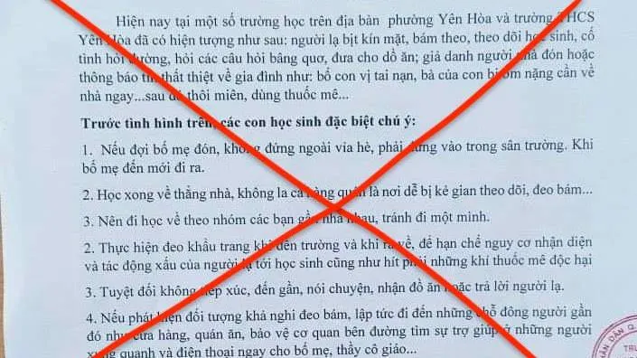 Thông tin ‘học sinh lớp 7 ở Hà Nội bị đánh thuốc mê’ là không chính xác