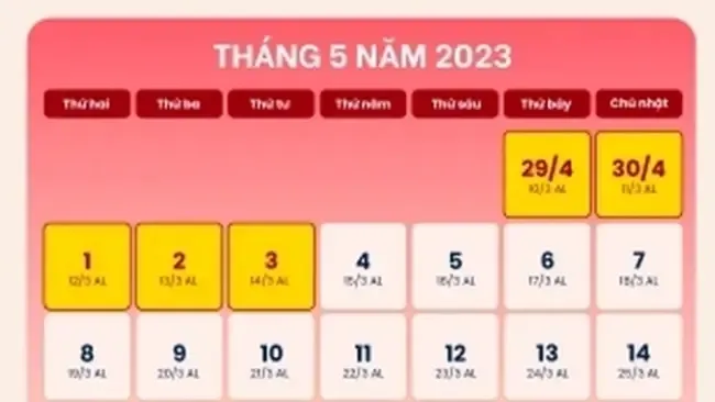 Nghỉ 5 ngày liên tục dịp lễ 30/4 - 1/5