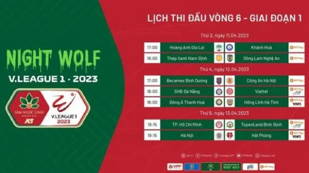 Lịch thi đấu vòng 6 V-League 2023: Hà Nội vs Hải Phòng