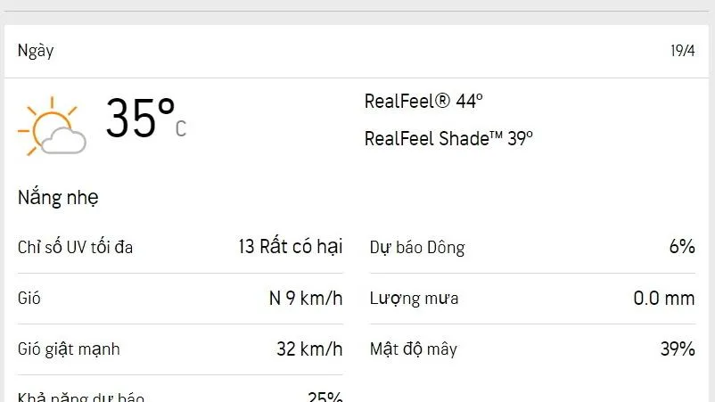 Dự báo thời tiết TPHCM hôm nay 19/4 và ngày mai 20/4/2023: nhiệt độ cao nhất 35 độ C