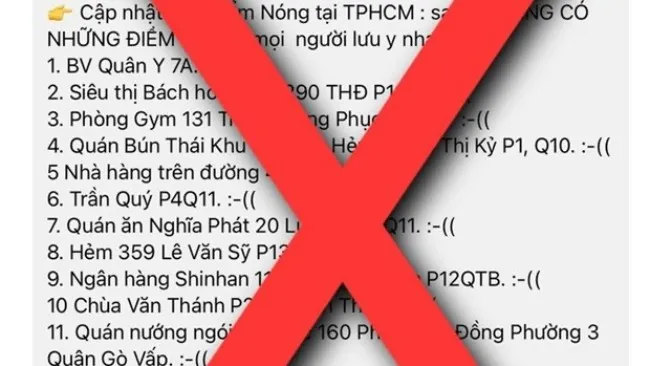 “Các điểm nóng Covid-19 tại TPHCM” là thông tin sai sự thật