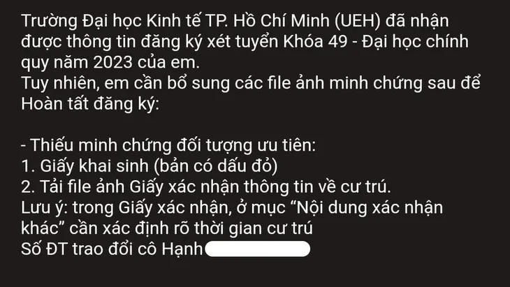 Trường đại học không được yêu cầu thí sinh nộp hộ khẩu, giấy xác nhận cư trú