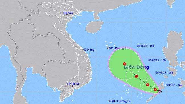 Áp thấp nhiệt đới đã vào Biển Đông, hướng về quần đảo Hoàng Sa