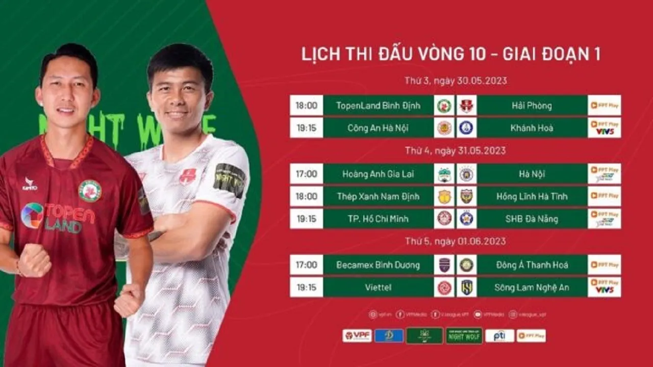 Lịch thi đấu V-League 2023 vòng 10: Bình Định vs Hải Phòng | HAGL vs Hà Nội
