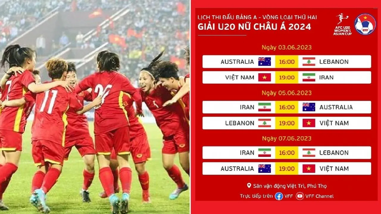 Lịch thi đấu U20 nữ Việt Nam tại vòng loại thứ hai U20 nữ châu Á 2024