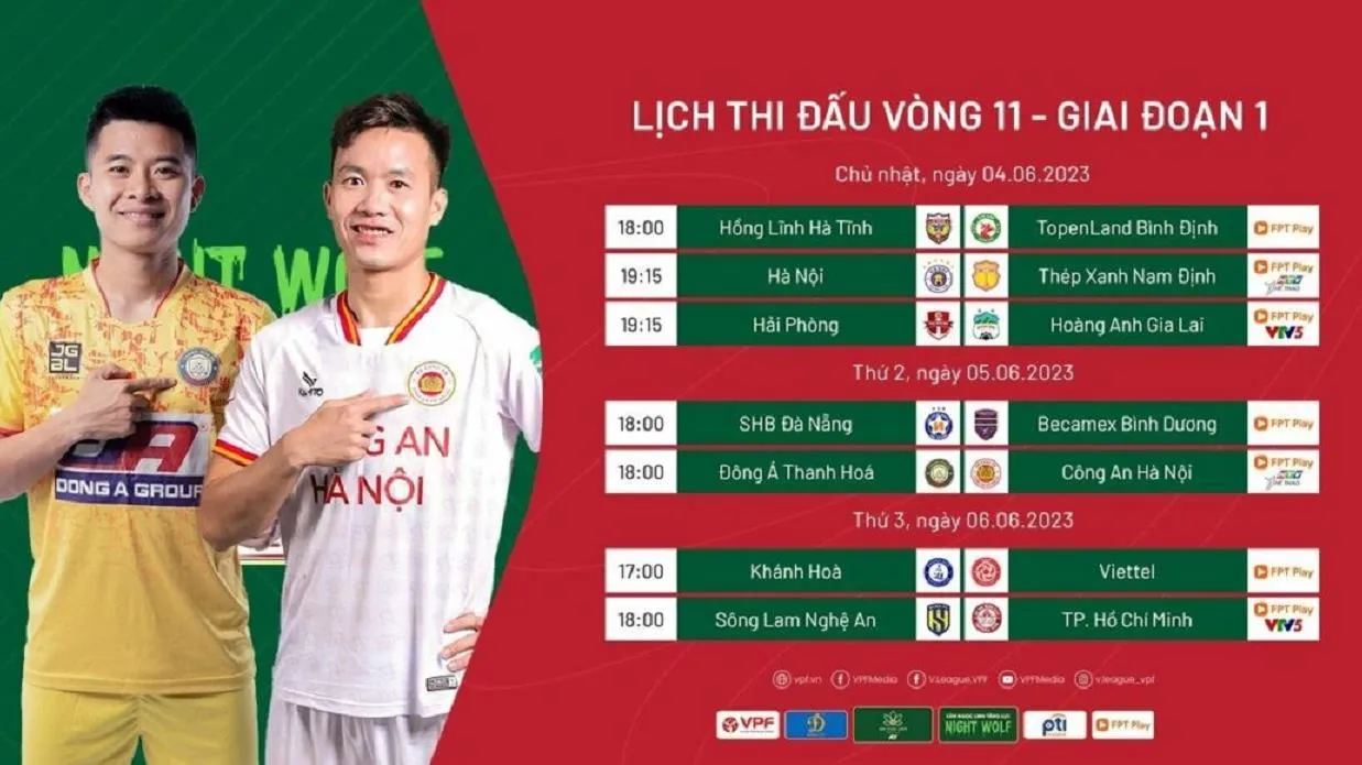 Lịch thi đấu V-League 2023 vòng 11: Hải Phòng vs HAGL | Thanh Hóa vs CAHN