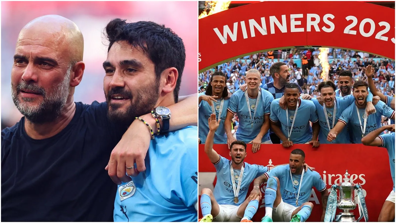 Pep Guardiola rơi lệ bên cạnh “người hùng” Gundogan trong ngày Man City giành FA Cup