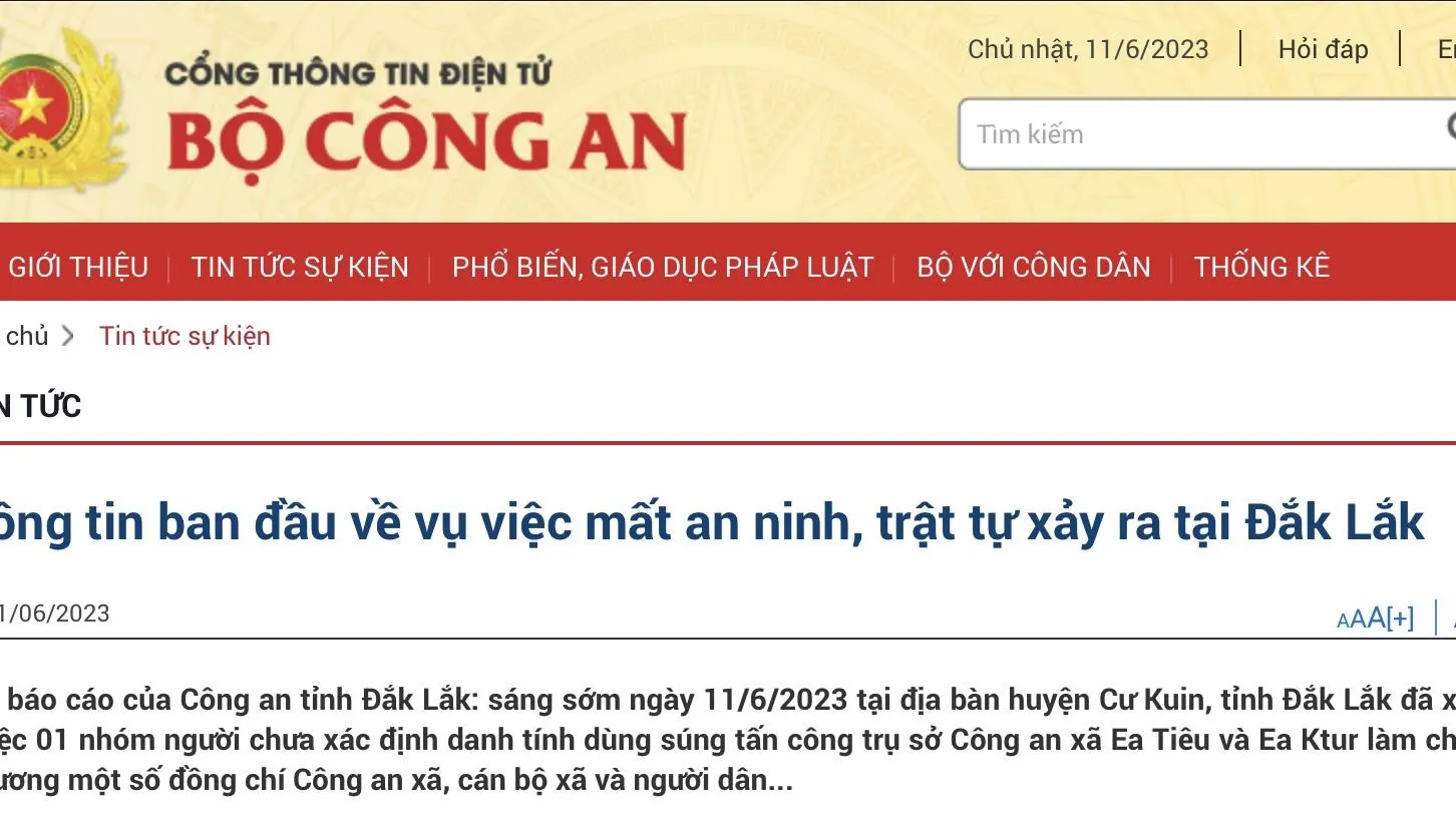 Bộ Công an triển khai vây bắt nhóm người tấn công 2 trụ sở UBND xã ở Đắk Lắk