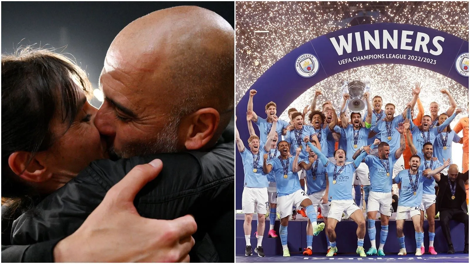 Haaland bật khóc, Pep hôn vợ đắm đuối trong ngày Man City hoàn tất cú ăn 3 lịch sử