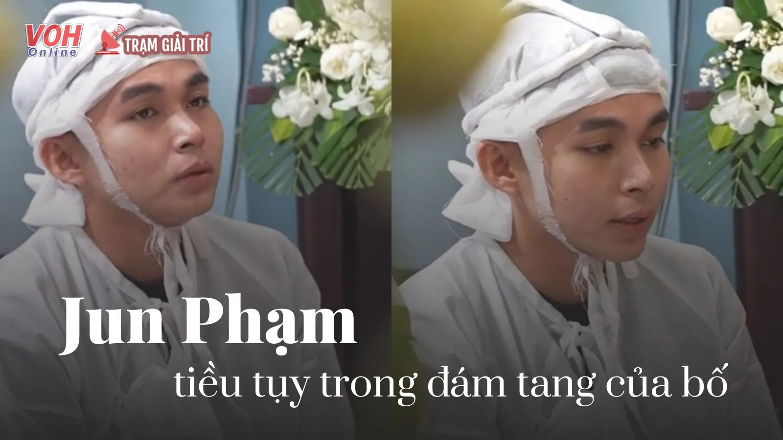 Jun Phạm tiều tụy trong tang lễ của bố, từ nay âm dương cách biệt